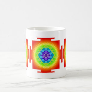Taza De Café PixDezines Sri Yantra Chakra Clearing/Naranja