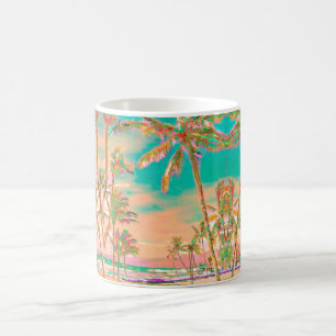 Taza De Café PixDezines Vintage Hawaiian Beach/Verde azulado