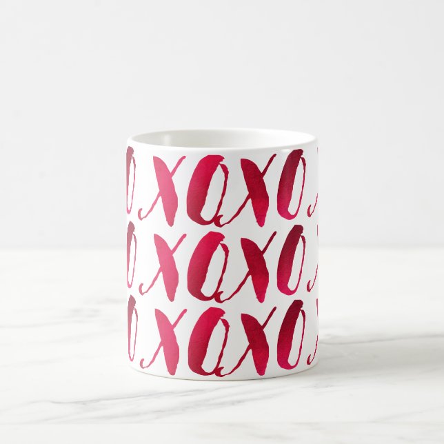 Taza De Café PixDezines xoxo/fondo de frambuesa roja/DIY (Centro)