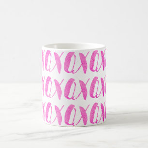 Taza De Café PixDezines xoxo/rosa/fondo de bricolaje