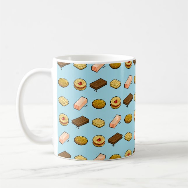 Taza De Café Pixel Art Tasty Biscuit Cookie Selection Pattern (Izquierda)
