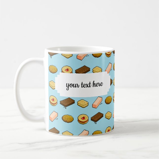 Taza De Café Pixel Art Tasty Cookie Biscuit Pattern (Izquierda)