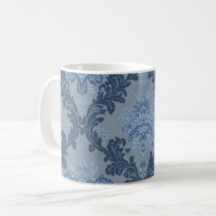 Taza De Café Pizarra Azul Fumado Polvo Suave Azul Damask Elegan
