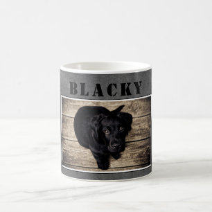 Taza De Café Pizarra con foto y nombre de perro cachorro mascot