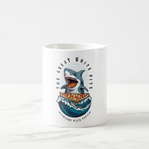 Taza De Café Pizza de Comer Tiburón El gran jawsome blanco