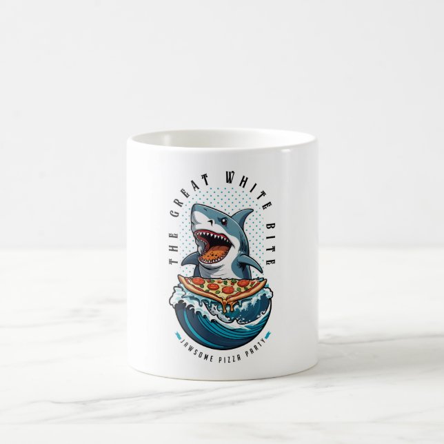 Taza De Café Pizza de Comer Tiburón | El gran jawsome blanco (Centro)