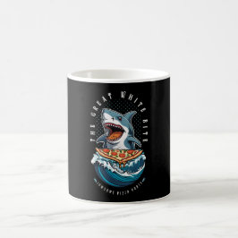 Taza De Café Pizza de Comer Tiburón | El gran jawsome blanco
