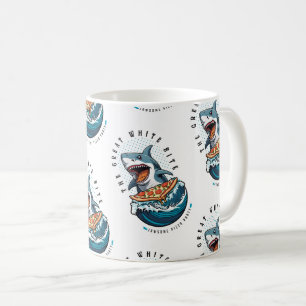 Taza De Café Pizza de Comer Tiburón El gran jawsome blanco