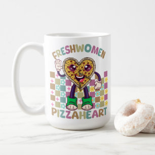Taza De Café Pizza Heart: Chica de la Escuela Retro Graciosa