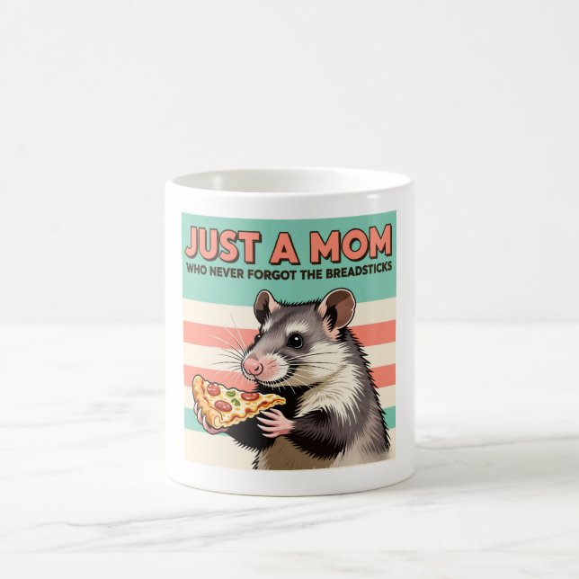 Taza De Café Pizza Mom Retro Opossum Humor Poster (Centro)