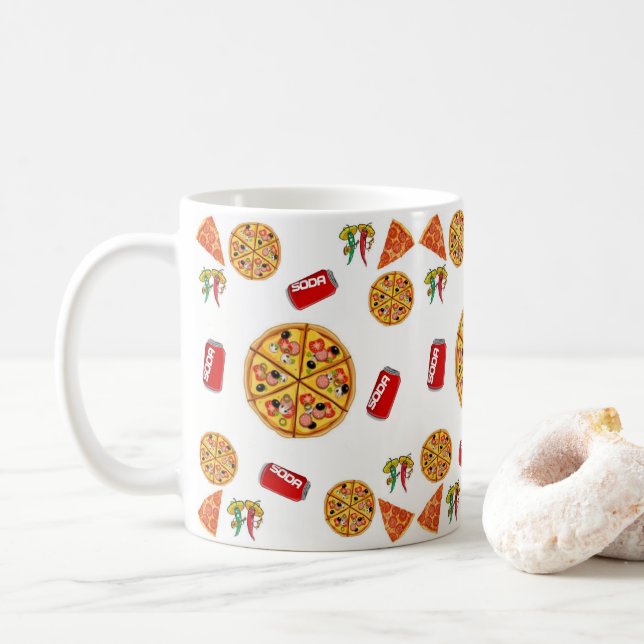 Taza De Café Pizza Mug (Con donut)