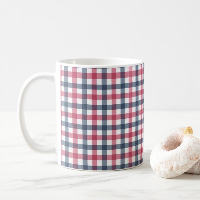 Taza De Café Placa azul blanco rojo (Con donut)