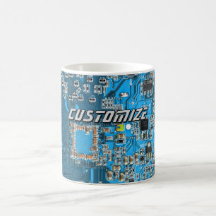 Taza De Café Placa base de circuito PCB azul personalizada para