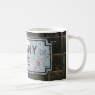 Taza De Café Placa de calle del carril del penique