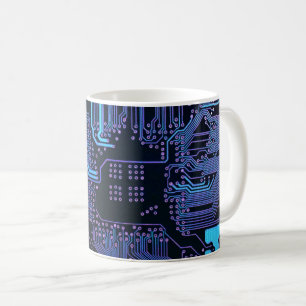 Taza De Café Placa de circuito electrónico azul del nerd de sal