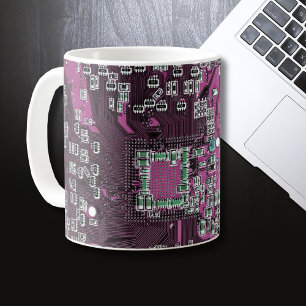 Taza De Café Placa de circuito púrpura del conjunto del circuit