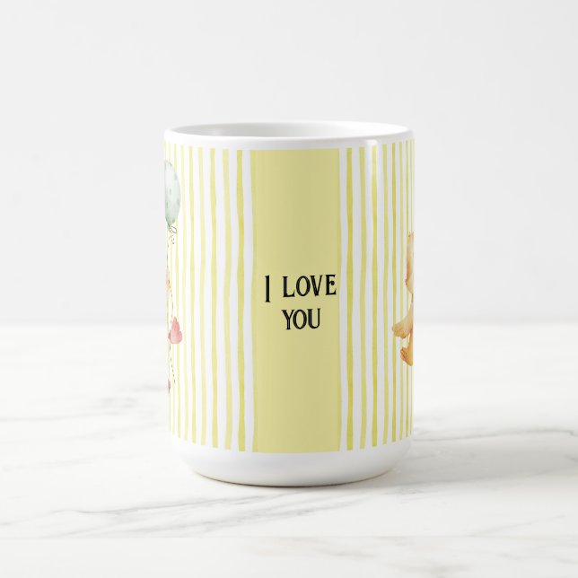 Taza De Café placa de cumpleaños de patos de rayas amarillas pe (Centro)