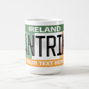 Taza De Café Placa de licencia del Personalizado de Antrim Irel
