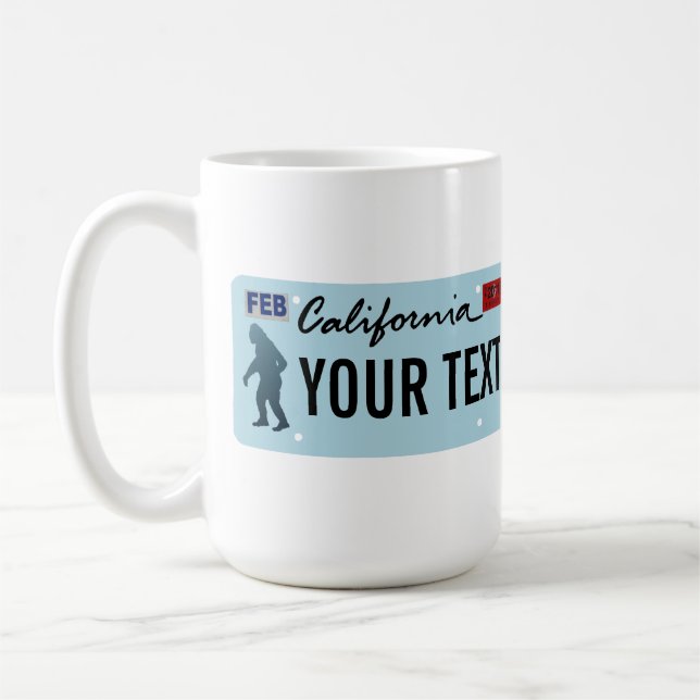 Taza De Café Placa de licencia Sasquatch de California (Izquierda)
