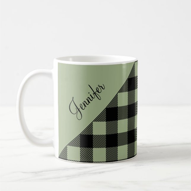 Taza De Café Placa verde salada personalizada (Izquierda)