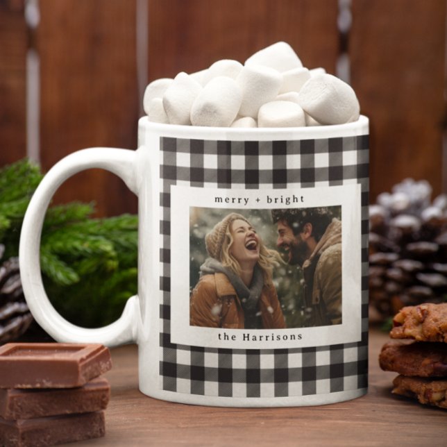 Taza De Café Plad Moderno Rústico con Monograma Foto Navidad (Subido por el creador)