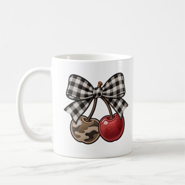 Taza De Café Plaid Bow & Camo Cherry (Izquierda)