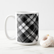 Plaid Check Tartan Black White Farmhouse Moderno