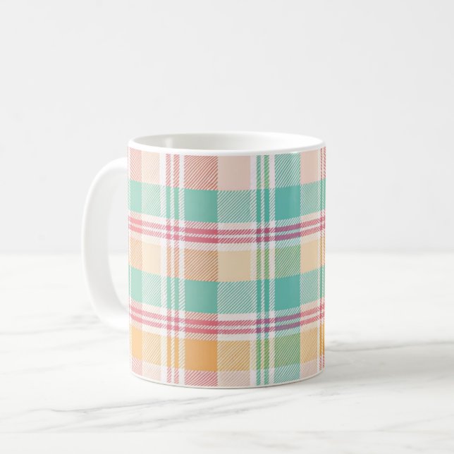 Taza De Café Plaid de cuadros multicolor (Anverso izquierdo)