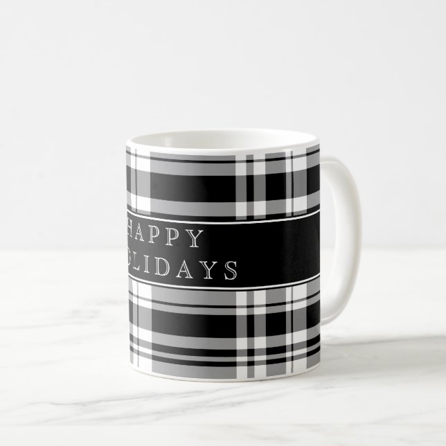 Taza De Café Plaid Happy Holidays Coffee Mug (Anverso derecho)