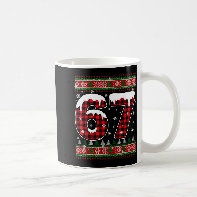 Taza De Café Plaid Snowflake Six Seven Christmas 67 Meme  (Derecha)