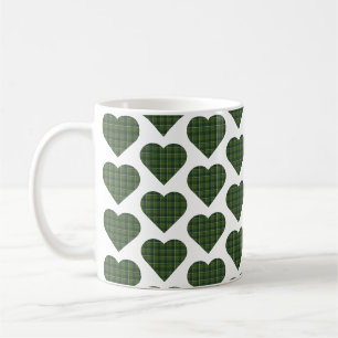 Taza De Café Plaids Verdes en Forma de Corazón Evergreen