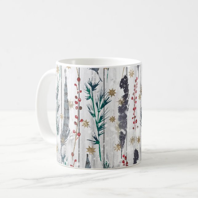 Taza De Café Planchas botánicas de madera para navidades (Anverso izquierdo)