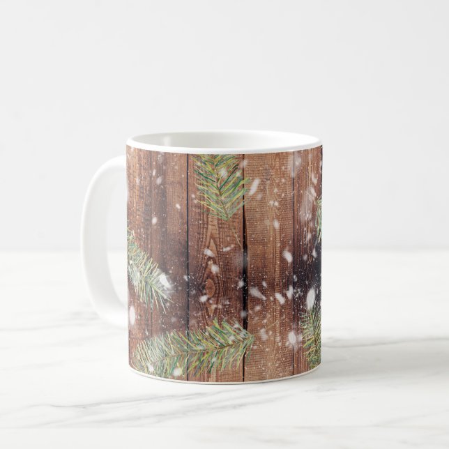 Taza De Café Planchas botánicas de madera para navidades (Anverso izquierdo)