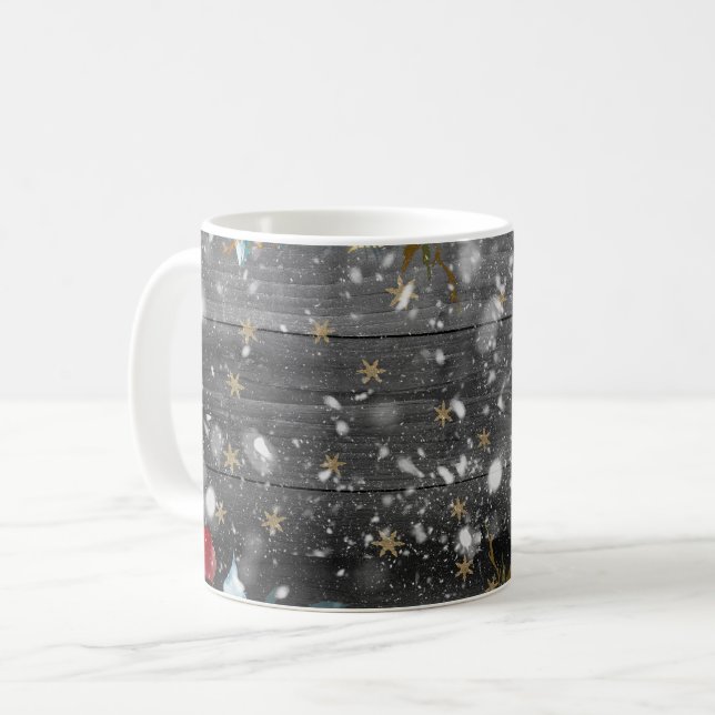 Taza De Café Planchas de madera floral para navidades (Anverso izquierdo)