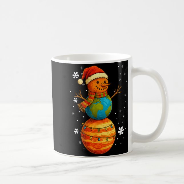 Taza De Café Planeta Muñeco de Nieve Tierra Saturno Navidad Art (Derecha)