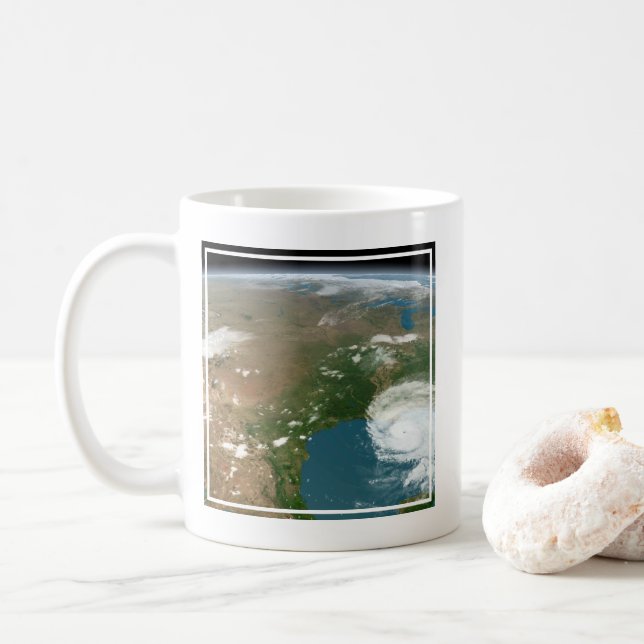 Taza De Café Planeta Panorámico Tierra Y Estados Unidos. (Con donut)