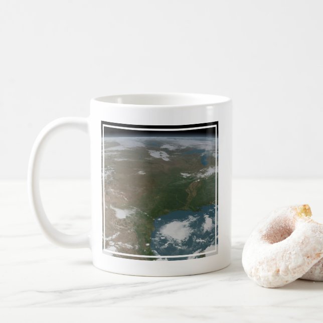 Taza De Café Planeta Panorámico Tierra Y Estados Unidos. 2 (Con donut)