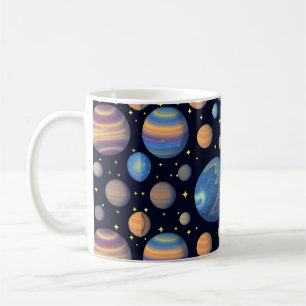 Taza De Café Planetas Coloridos y Estrellas en el Espacio Exter