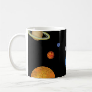 Taza De Café Planetas de sistemas solares en un espacio oscuro