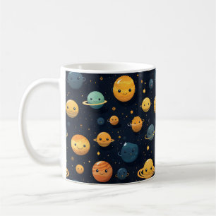 Taza De Café Planetas Divertidos Patrón Espacial
