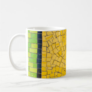 Taza De Café Planificación de paredes de ladrillo amarillo, neg