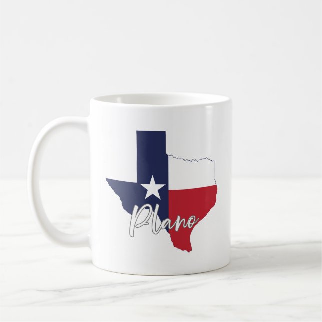 Taza De Café Plano, mapa de la bandera de Texas (Izquierda)