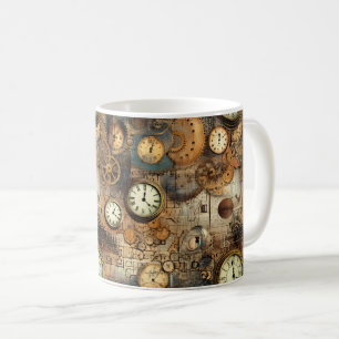 Taza De Café Planos de ingeniería Steampunk marrón latón
