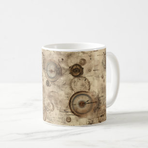 Taza De Café Planos mecánicos retro sepia marrón
