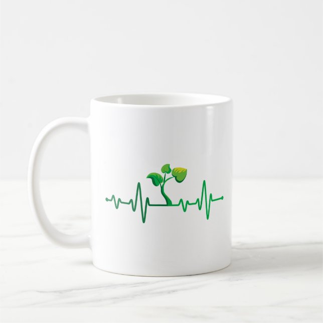 Taza De Café Plant Heartbeat - Planta Botánica de Jardinería Bo (Izquierda)