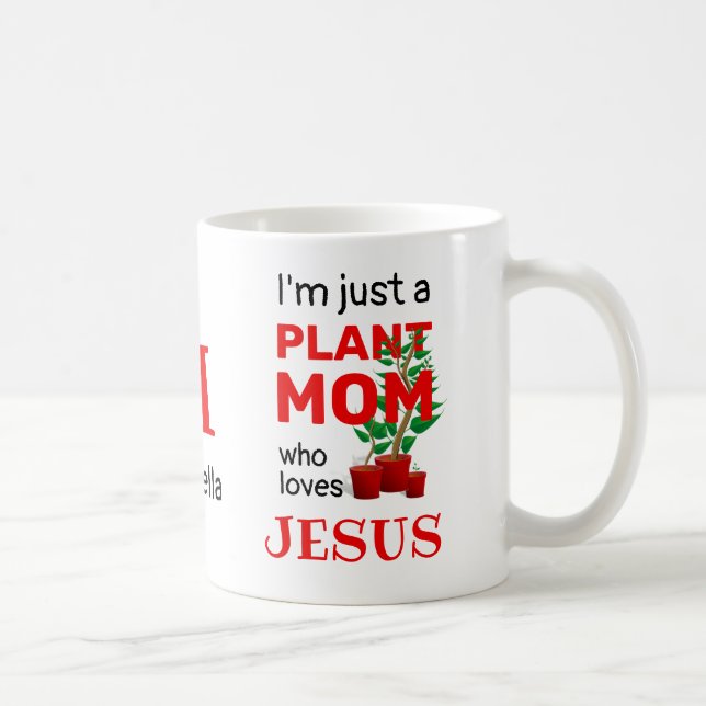 Taza De Café PLANTA Cristiana MOM AMA A JESUS Monograma (Derecha)