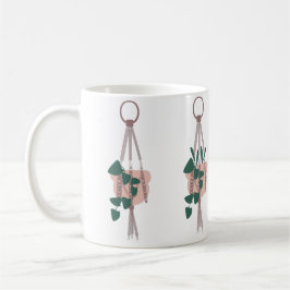 Taza De Café Planta Cute House Colgando Ilustracion de Macrame
