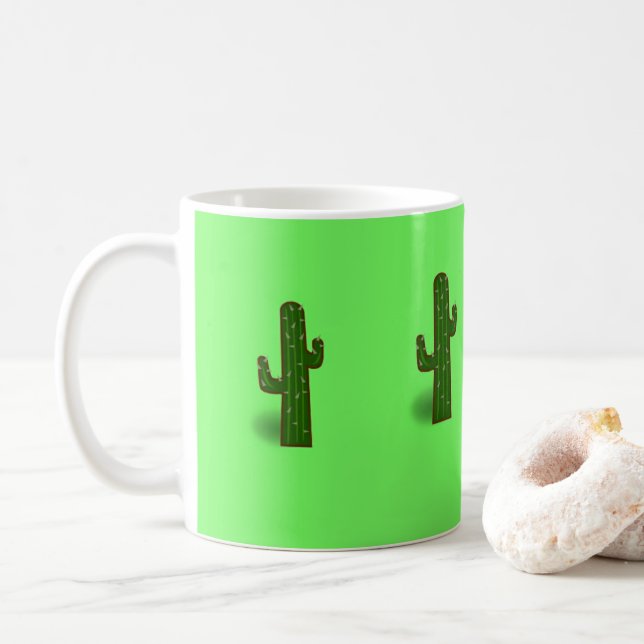 Taza De Café Planta de cactus en verde claro (Con donut)