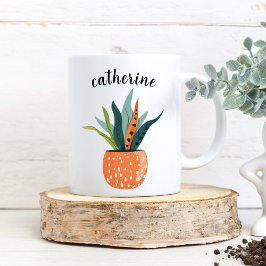 Taza De Café Planta de cerámica personalizada de Cute Boho