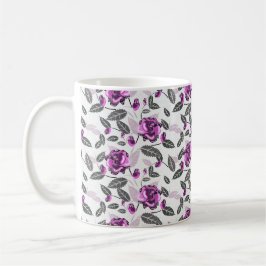 Taza De Café Planta de flor de fondo morado